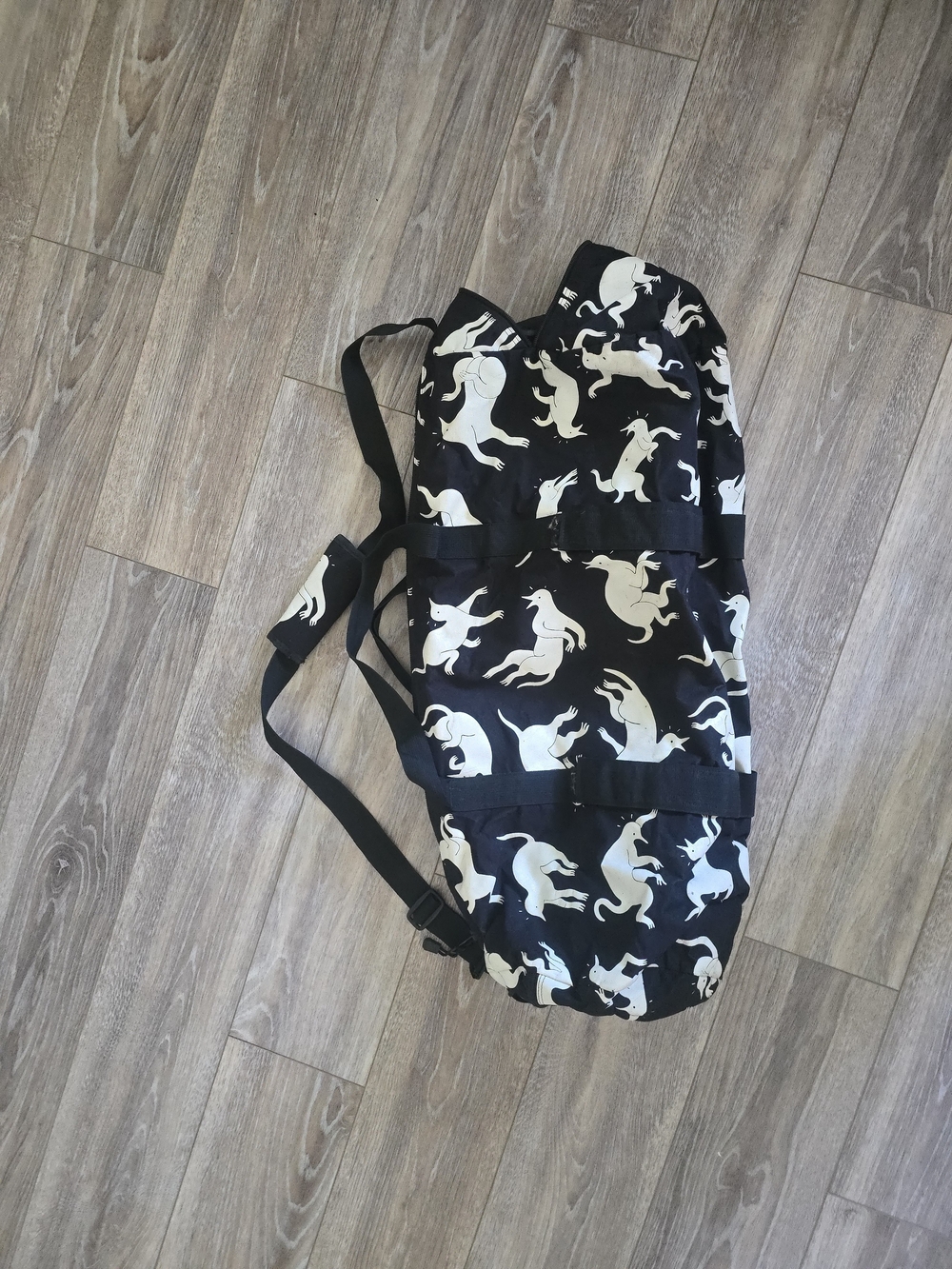 Rockwell Black Tote with White Creature Print